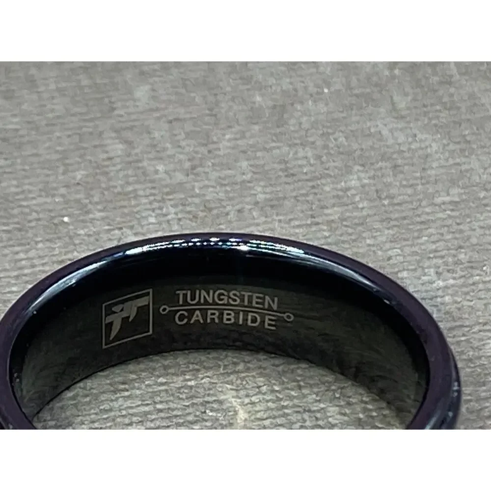 Tungsten & Black Immersion Plated With Cross Etched Size 12 Band